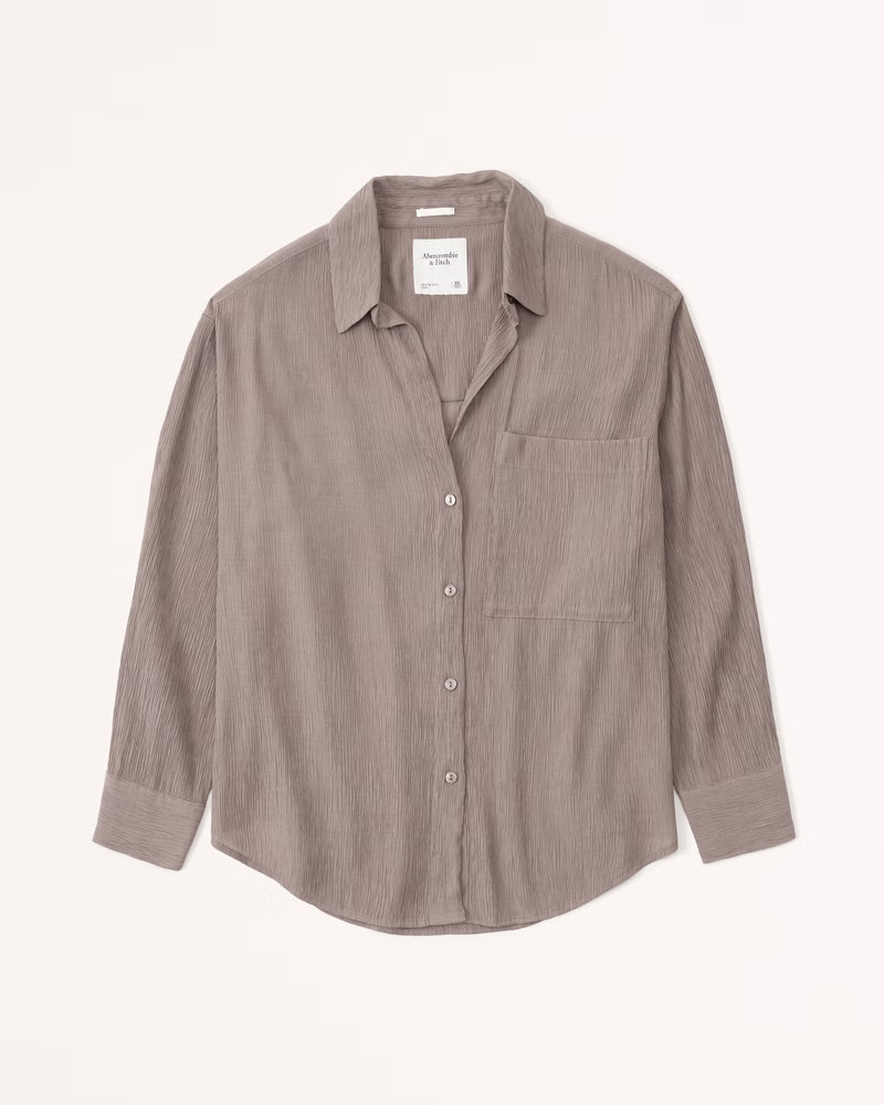 Oversized Crinkle Rayon Textured Shirt | Abercrombie & Fitch (US)