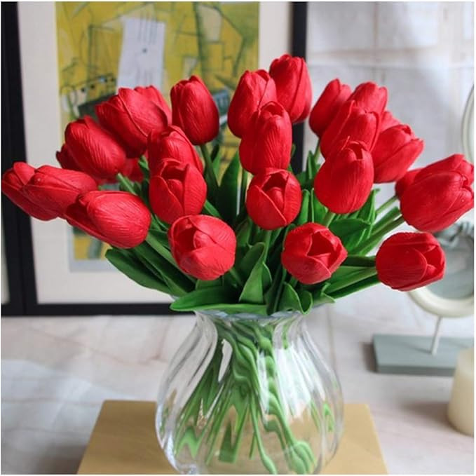 Artificial Tulips 10Pcs Real Touch Fake Tulips PU Flower Arrangement Bouquets for Home Party Deco... | Amazon (US)