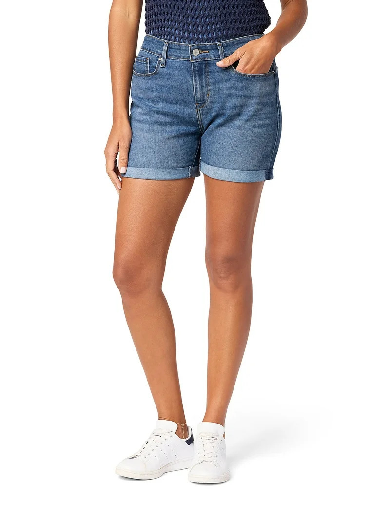 Levi Strauss Signature Women 5" Mid Rise Cuffed Short, Sizes 2-10 | Walmart (US)
