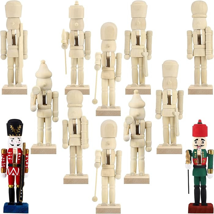 Sumind Christmas Unfinished Nutcracker Christmas Wooden Nutcrackers 5 Inch Xmas Craft Kit Box Pai... | Amazon (US)