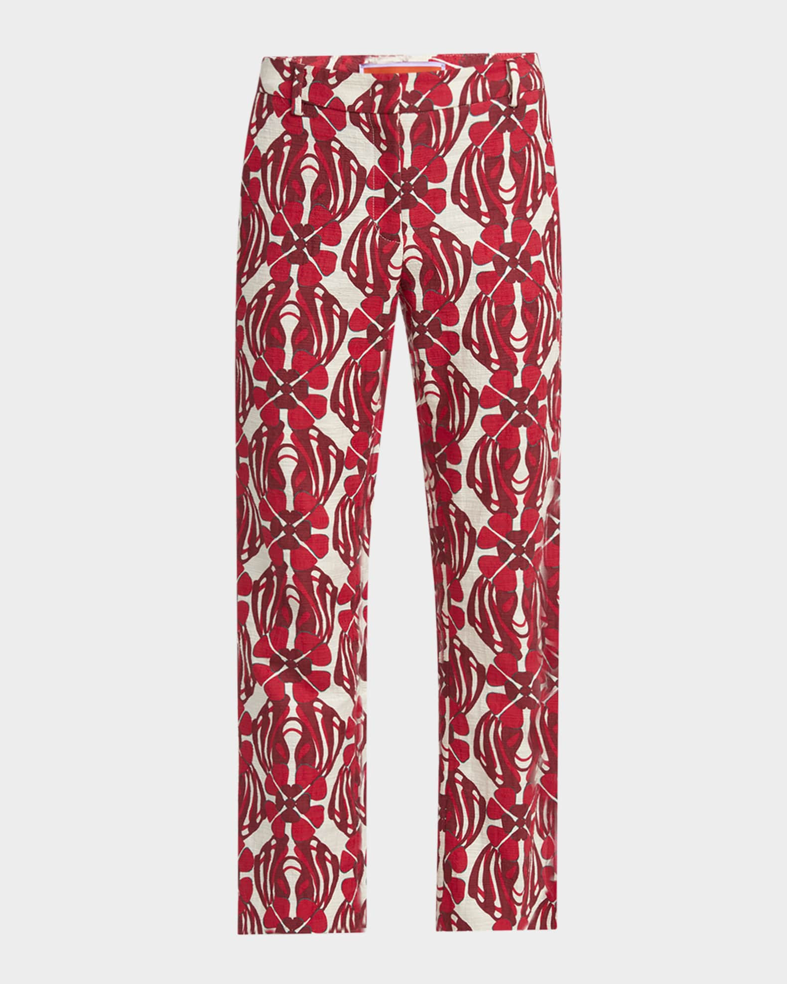 Floral-Print Straight-Leg Ankle Pants | Neiman Marcus