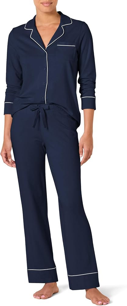 Amazon Essentials Women's Long Sleeve Cotton Modal Pajama Set, Loungewear with Full-Length Bottom | Amazon (US)