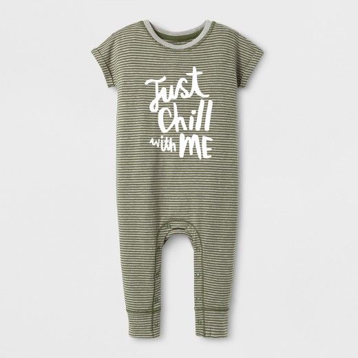 Baby Boys' Chill With Me Striped Romper - Cat & Jack™ Black and White Baby Boys' Chill With Me Strip | Target