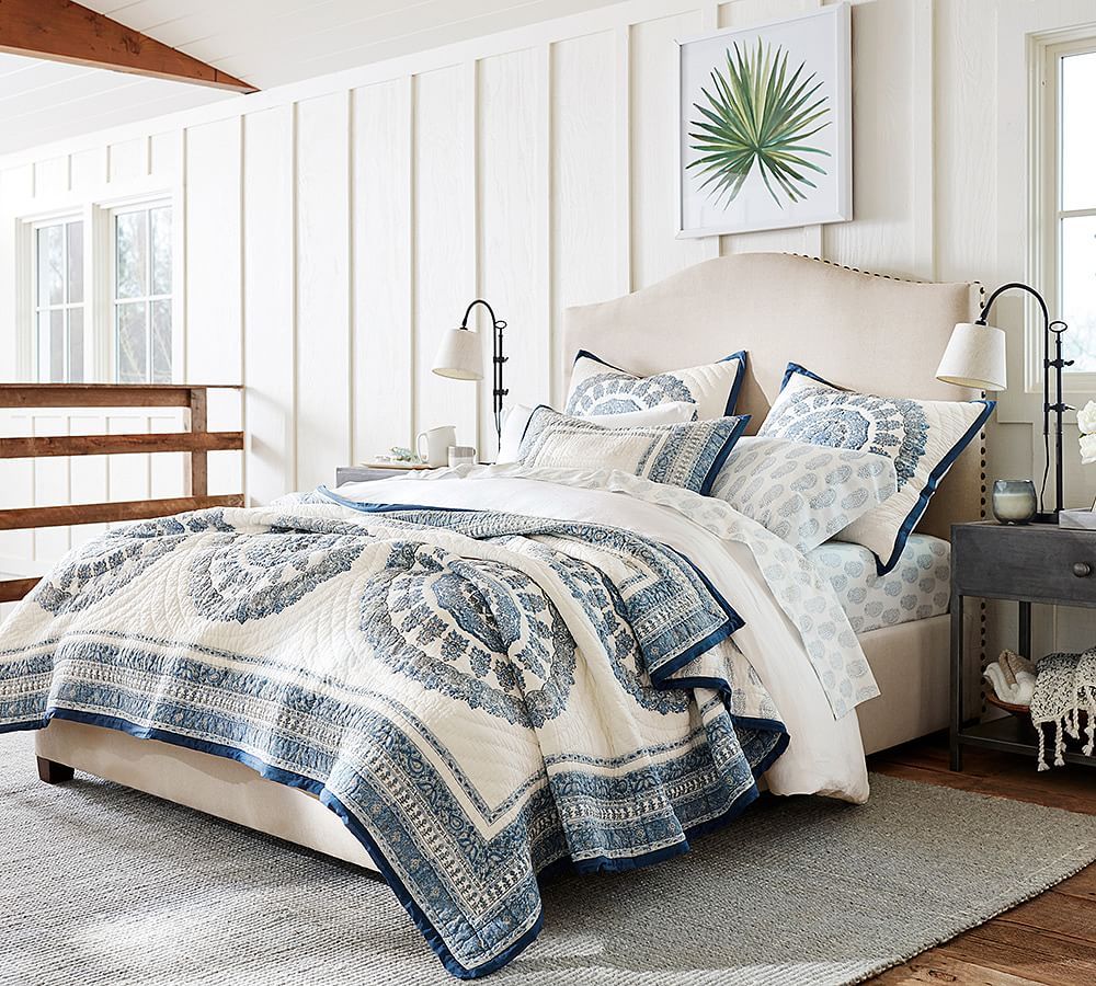 Raleigh Curved Upholstered Bed | Pottery Barn (US)