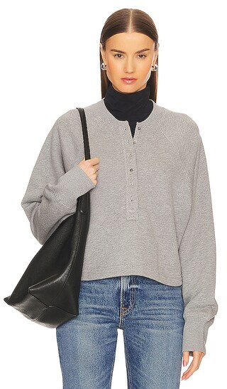 So Uptight Henley Sweatshirt in Heather Grey | Revolve Clothing (Global)