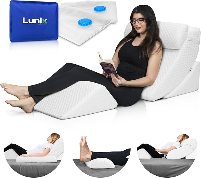 Lunix 4pcs Orthopedic Bed Wedge Pillow Set, Post Surgery Memory Foam for Back, Leg Pain Relief, S... | Amazon (US)