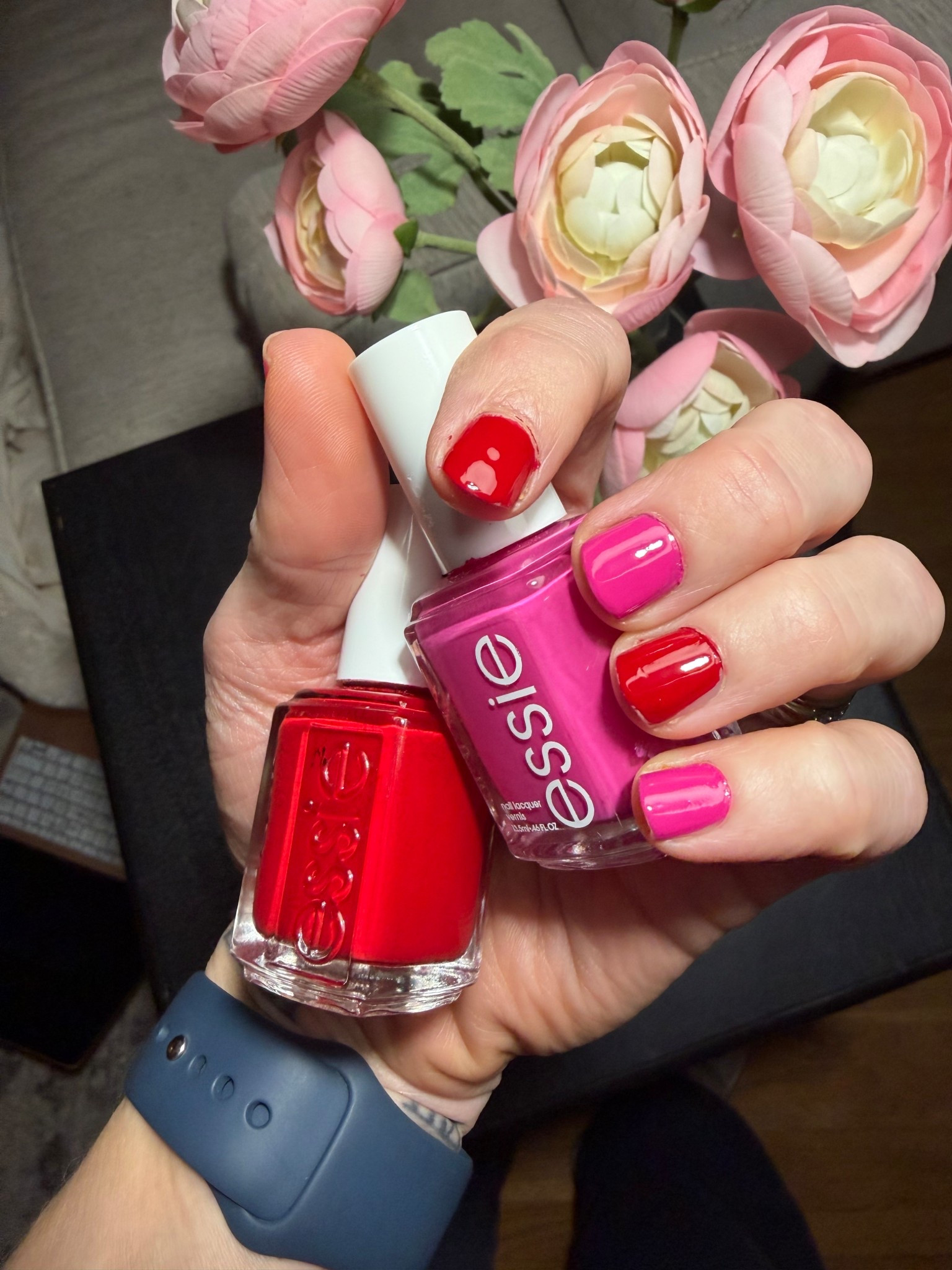 Valentine Day nails.  

Cool red & pink 
Cool summer 

Red : not red-y for bed 
Pink - pencil me in  

#LTKBeauty #LTKValentine