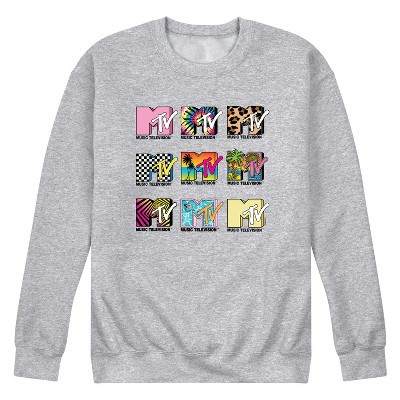 Men's MTV MTV Top Logos Graphic Fleece Sweatshirt - Athletic Heather - X-Large | Target