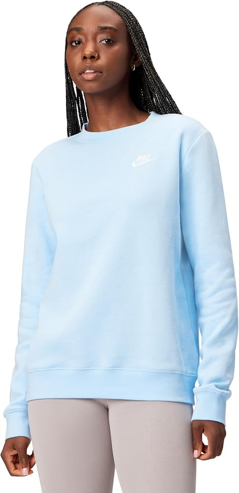 Nike Women's Sportswear Club Fleece Crew-Neck Sweatshirt, Celestine Blue/White, Large at Amazon W... | Amazon (US)