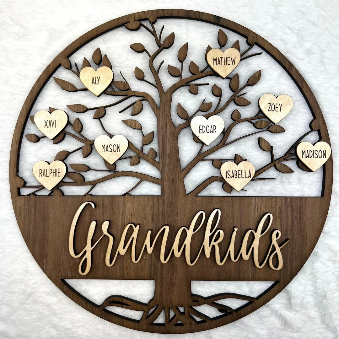 Family Tree Wood Sign,Personalized Family Tree,Mother's Day Gift,Personalized Gift,Grandkids Sign... | Etsy (US)