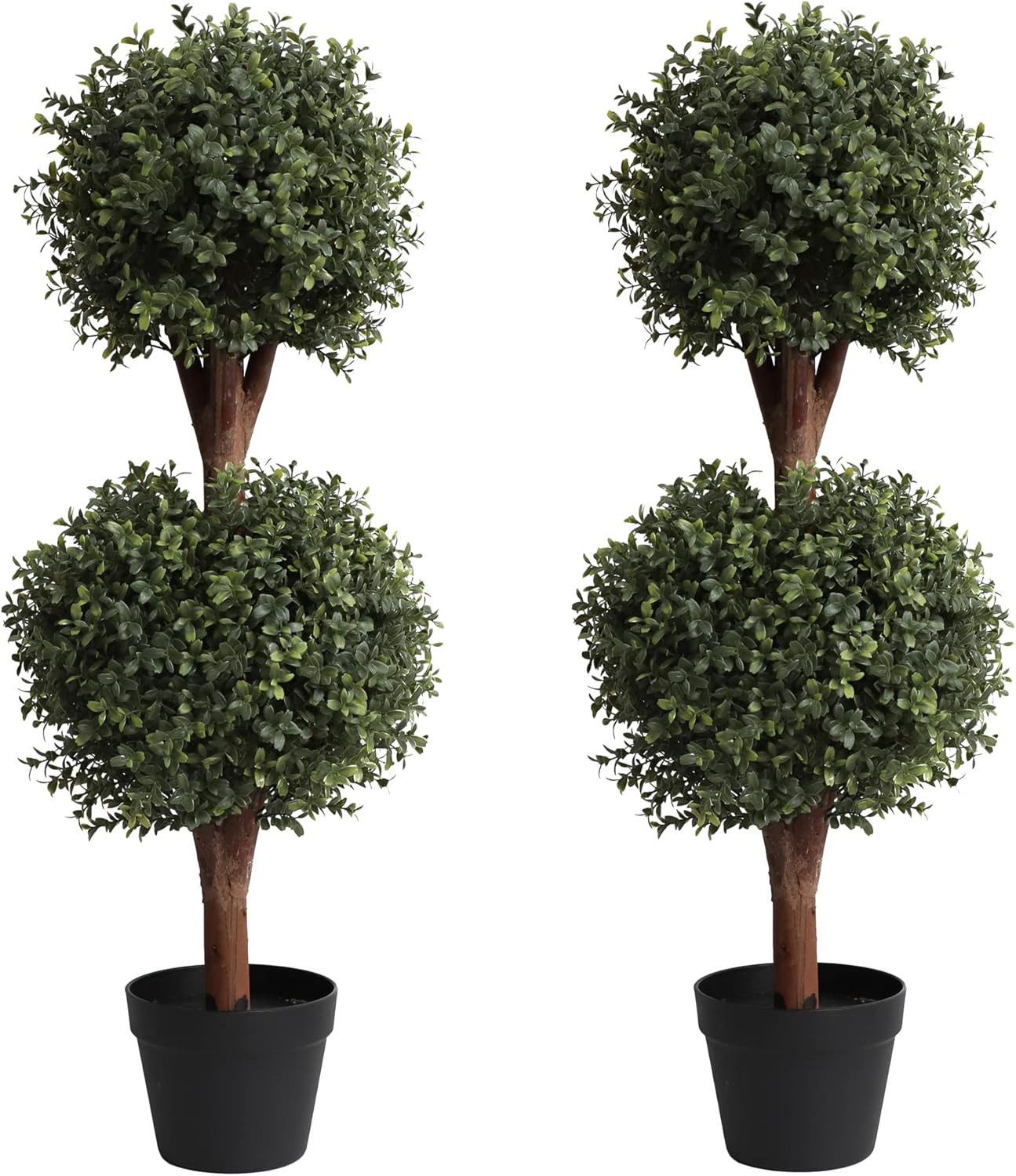 （Set of 2） Lifelike 3Ft arfiticial Double Ball Topiary Trees Outdoor Faux Topiary Tree for Ou... | Amazon (US)