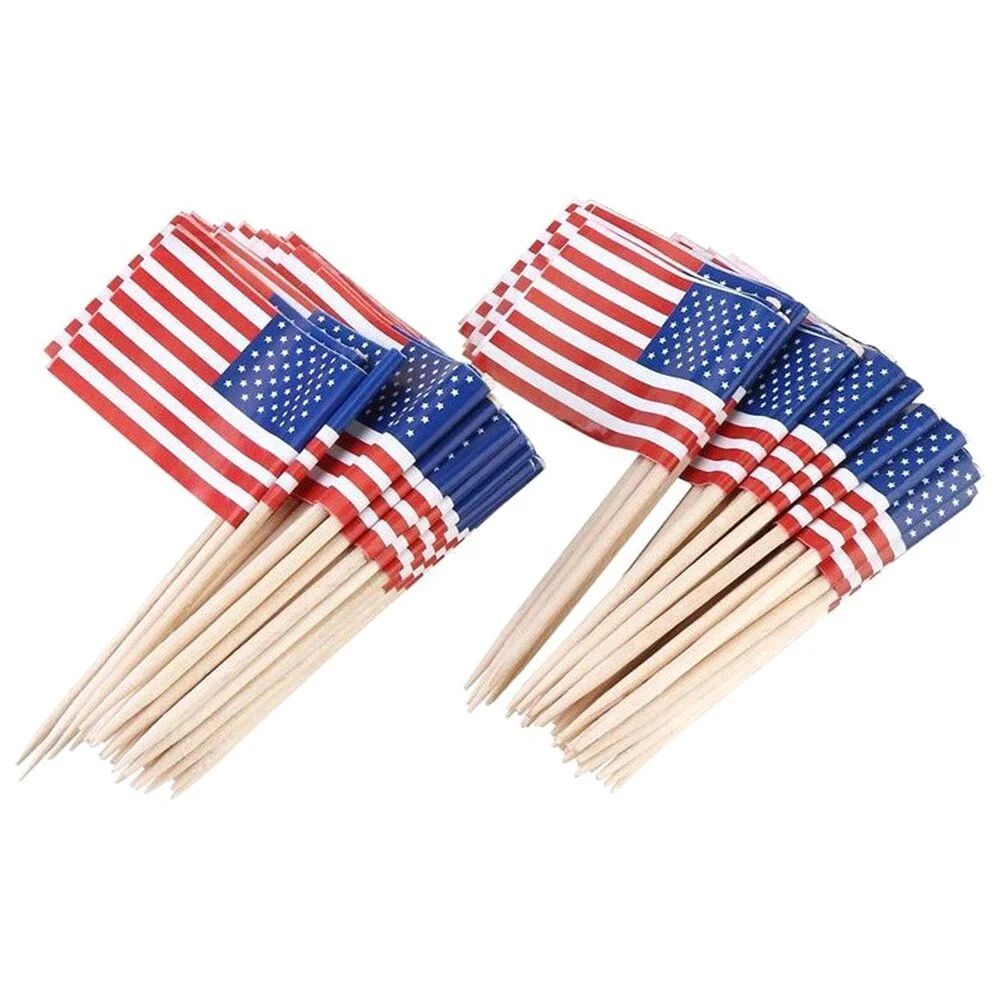 Linaichen 100 USA Flag Cupcake Toppers Picks for 4th of July & Sports Party - Walmart.com | Walmart (US)