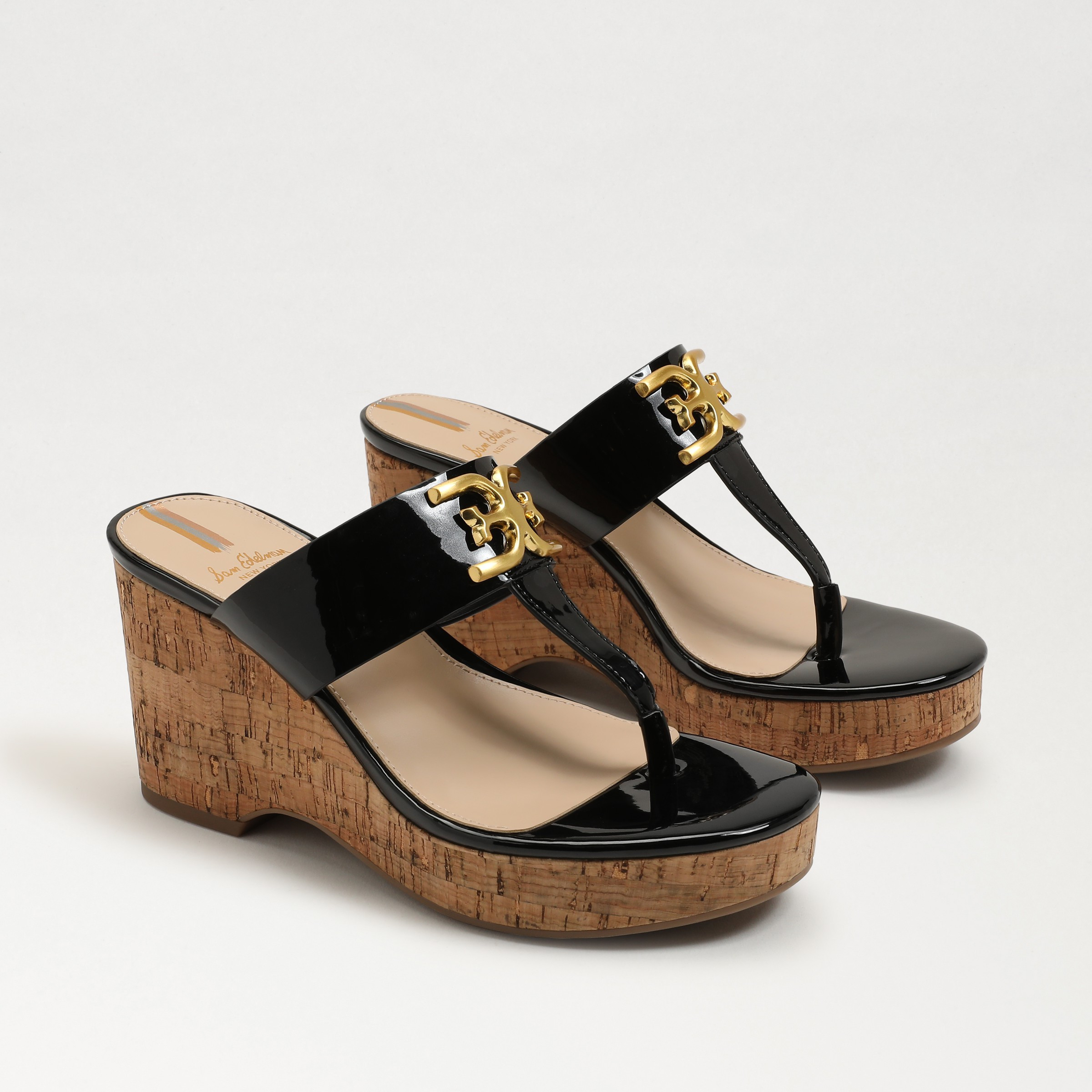 Sam Edelman Yardlie Platform Wedge Black Patent | Sam Edelman