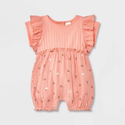 Baby Girls' Mickey Mouse Short Sleeve Printed Romper - Pink | Target