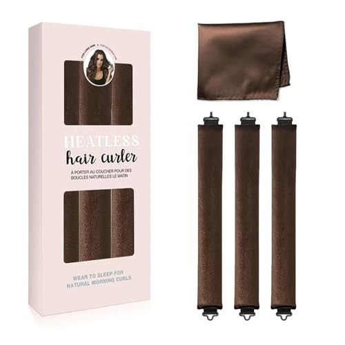 ZKSM Heatless Curls Overnight Hair Curlers to Sleep in,Heatless Hair Curler Velvet, Overnight Blowout Rods Heatless Curls for Short Long Hair All Hair Types Styling Tools Brown（3PCS） | Amazon (US)