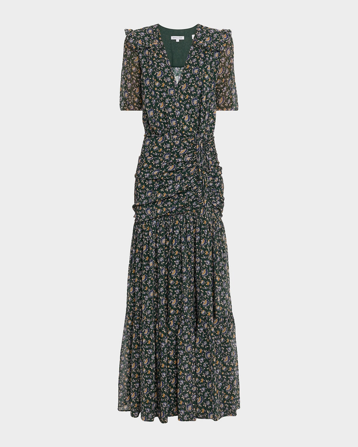 Mick Floral Short-Sleeve Silk Maxi Dress | Neiman Marcus