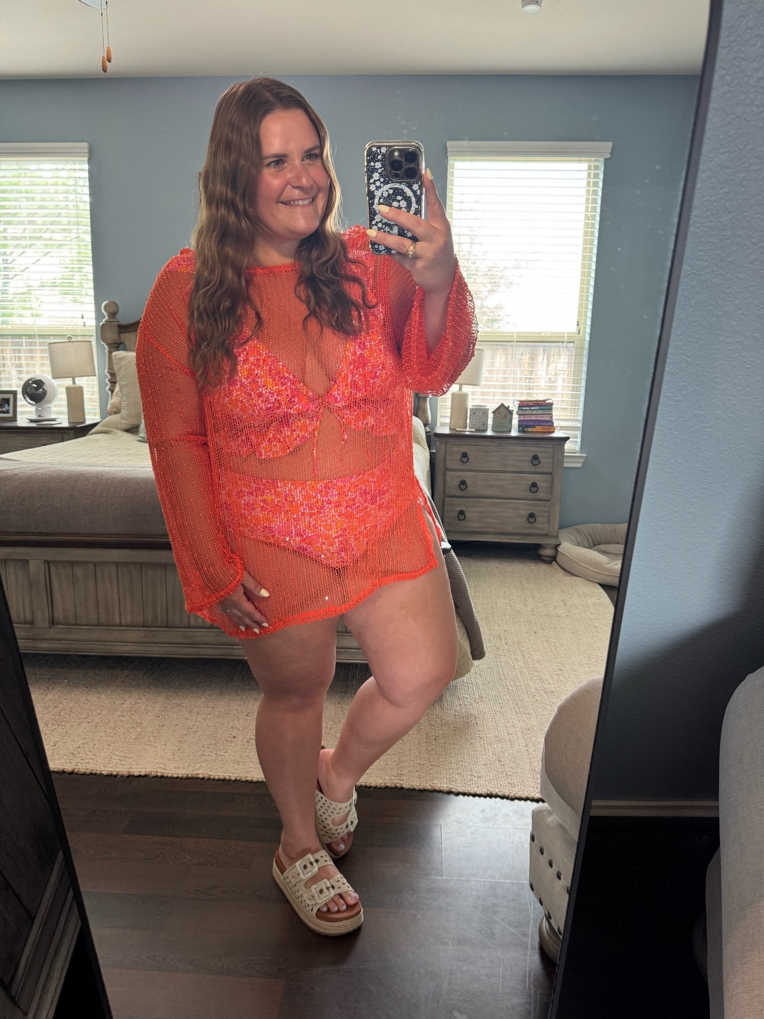 Size up one for oversized fit! I wish I would have. I’m 5’1 and a size 16 wearing a 2XL and I wish it was a little more oversized. This bright orange swim suit coverup is so fun for summer though! Wearing a 3xl in the bikini under. All from SHEIN.

#LTKootd #LTKMidsize #LTKPlusSize