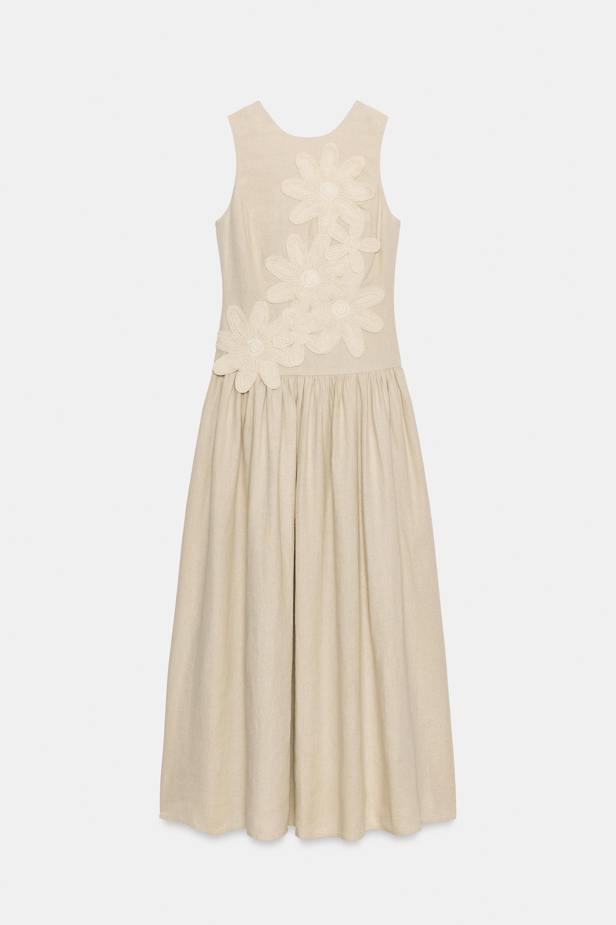 LINEN COMBINATION MIDI DRESS | Zara US