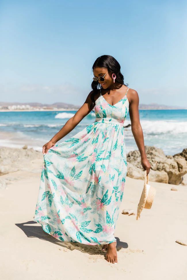 It's Love At First Sight Ivory Floral Maxi Dress | The Pink Lily Boutique