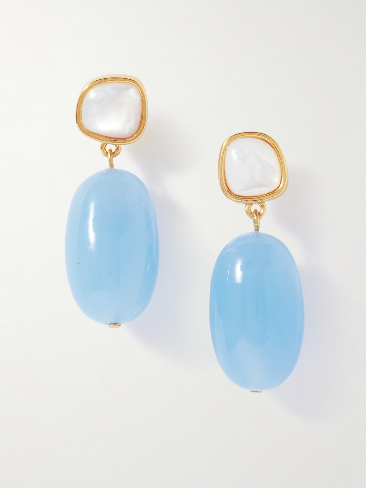 Lizzie Fortunato - Big Sur Gold-plated, Glass And Mother-of-pearl Earrings - Blue | NET-A-PORTER (US)