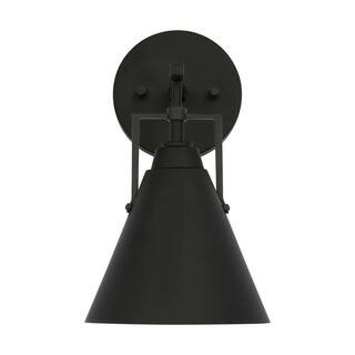 Home Decorators Collection Insdale 1-Light Matte Black Modern Industrial Bathroom Vanity Light wi... | The Home Depot