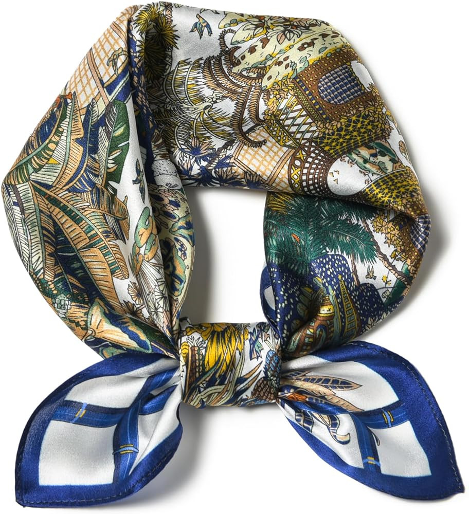 100% Mulberry Silk Scarf 21 "x 21" Square - Neck Scarf - Women Men Small Square Pocket Scarf - Wi... | Amazon (US)