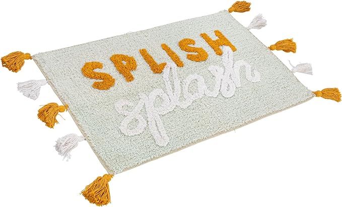 Creative Co-Op Splish Splash Embroidered Cotton Blend Bath Mat with Tassels | Amazon (US)