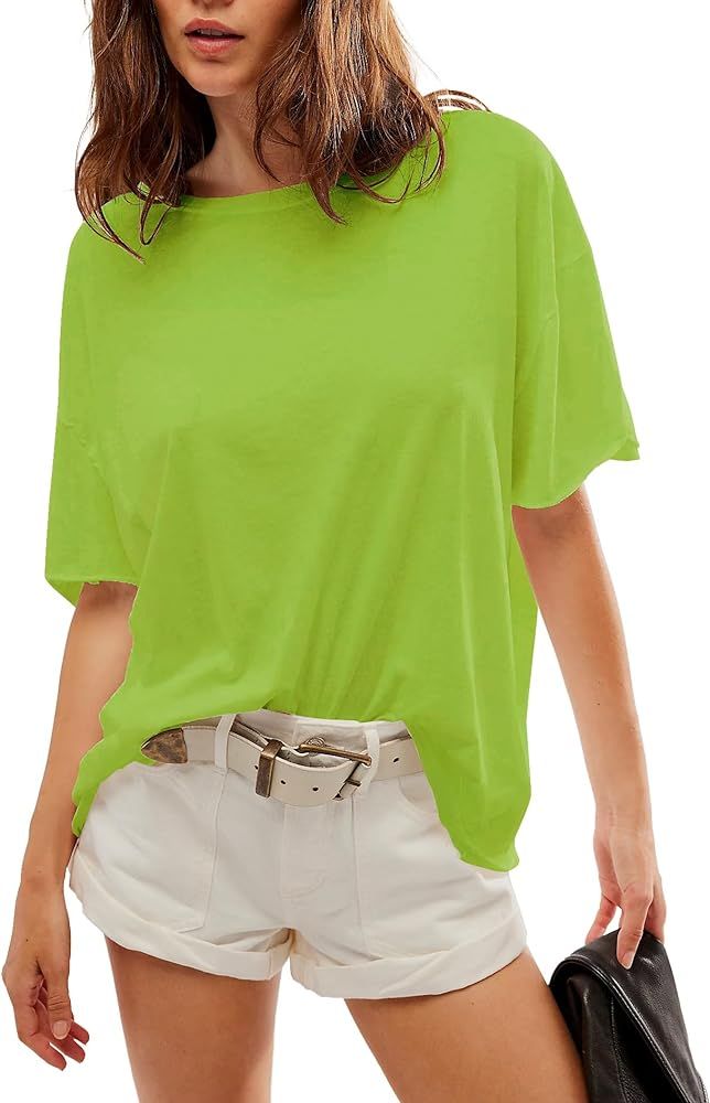 Womens Oversized T Shirts Loose Fit Crewneck Short Sleeve Summer Tops | Amazon (US)