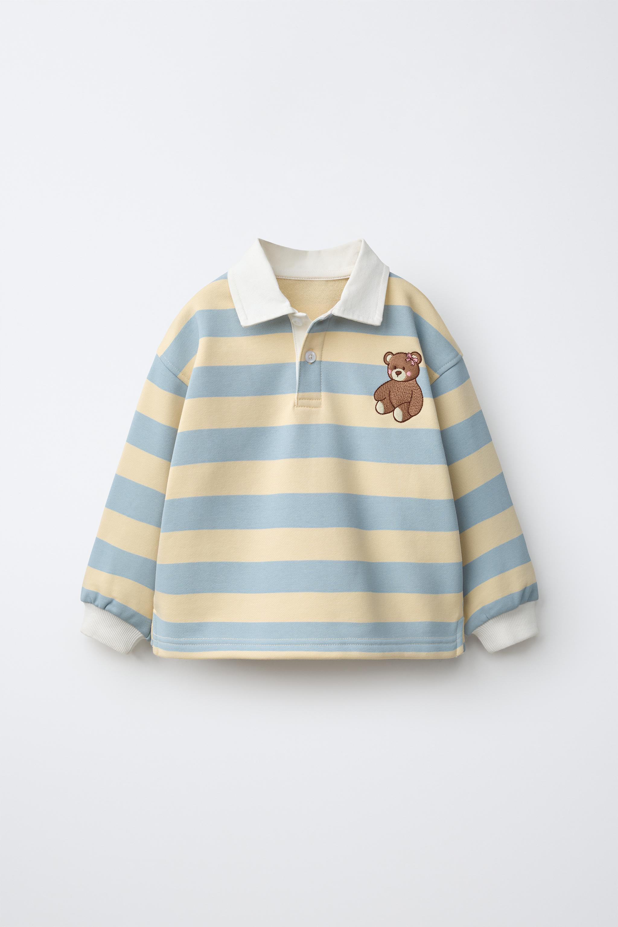STRIPED BEAR EMBROIDERY POLO | Zara US