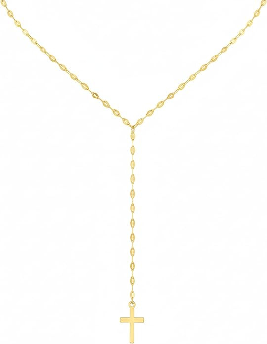 Gold Cross Necklace for Women 18K Gold Plated Dainty Tarnish Free Cross Pendant O Link Chain for ... | Amazon (US)