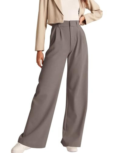 NIMIN High Waisted Work Pants for Women Straight Leg Office Dress Pants Business Casual PantsTrousers with Pockets Mocha Brown | Amazon (US)