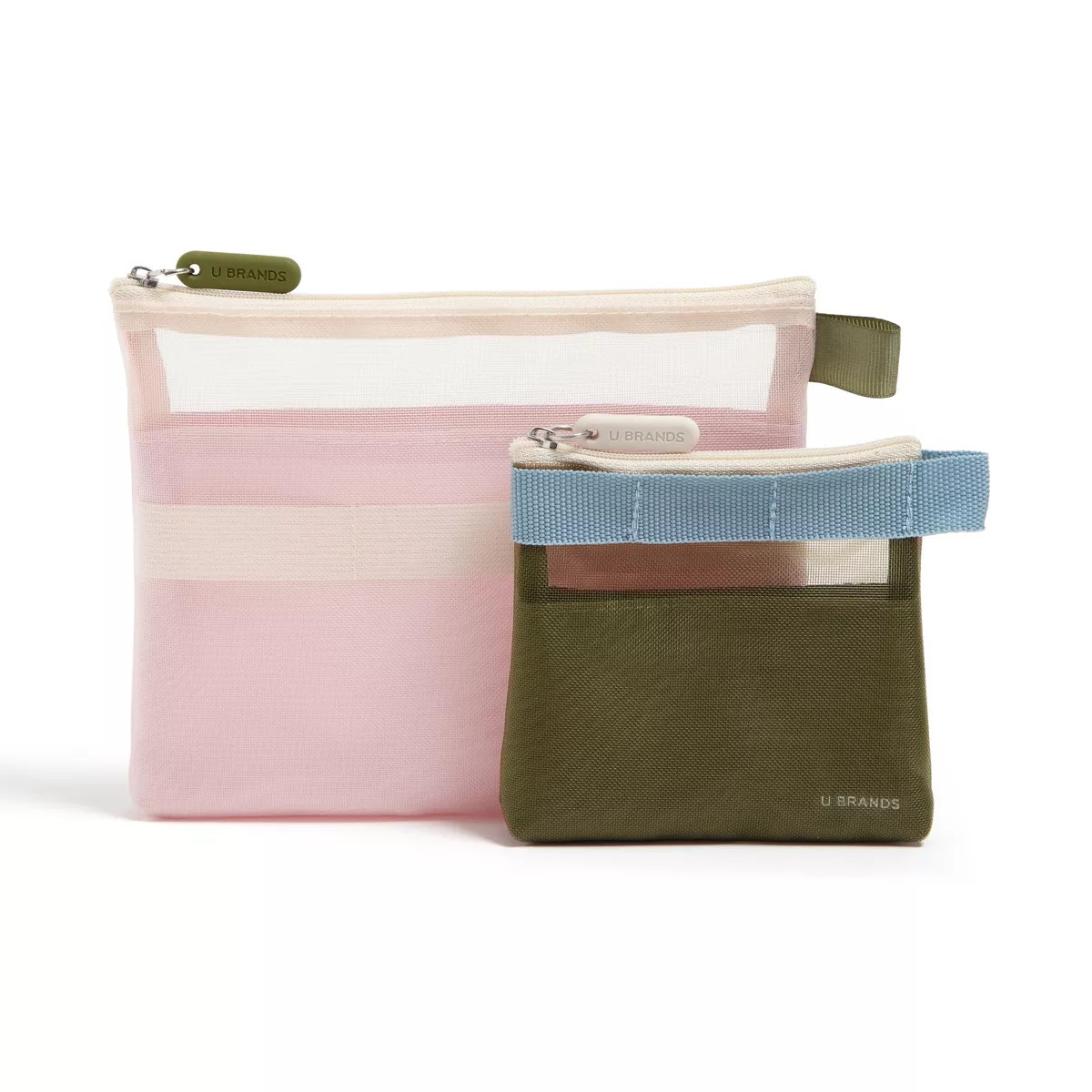 U Brands 2pk 7"x5.8" and 4.2"x4.2" Micro Mesh Stash Pouch Dusty Rose/Olive | Target
