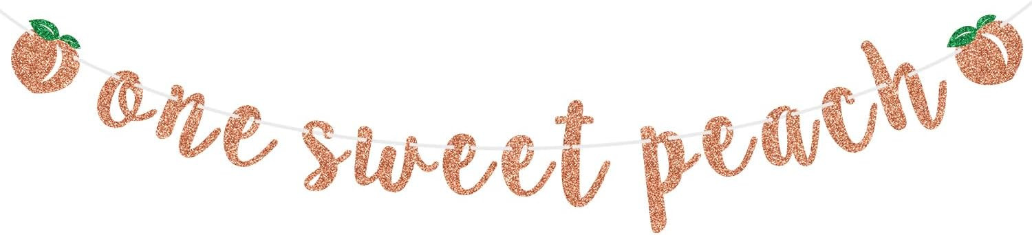 One Sweet Peach Banner, Peach Theme First Birthday Bunting Sign for Kids, Happy 1st Birthday/Baby... | Amazon (US)