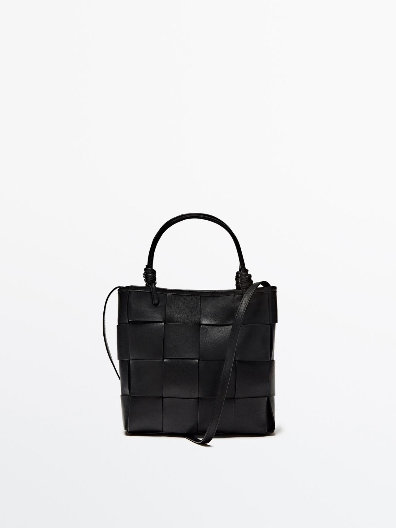 Braided nappa leather tote bag | Massimo Dutti US