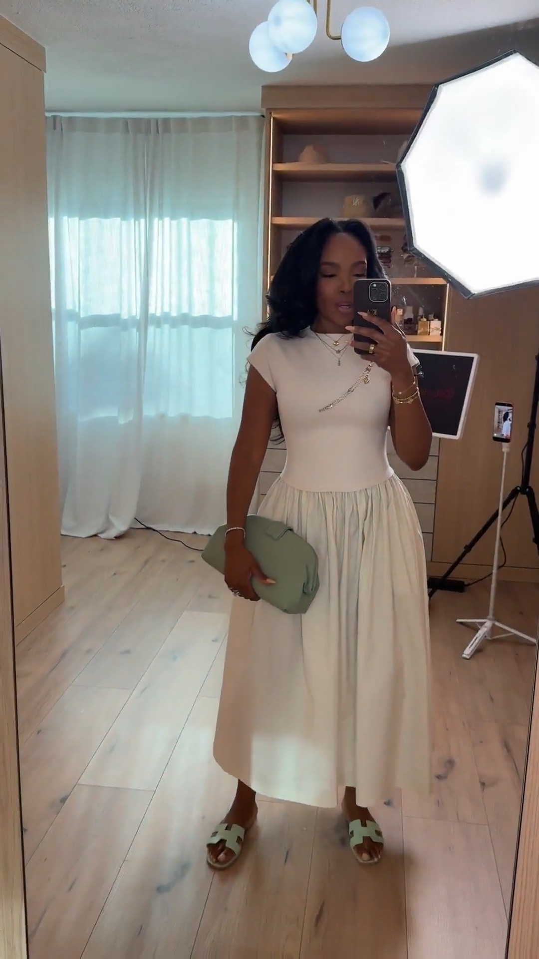 Scroll to shop!! This neutral outfit featuring a soft fitted tee paired with a flowy cream midi skirt is perfect for an elevated everyday look.

Your next outfit for brunch, vacation days, casual dinners, weekend errands, or elevated everyday outfits.

#LTKPetite #LTKmomlife #LTKootd