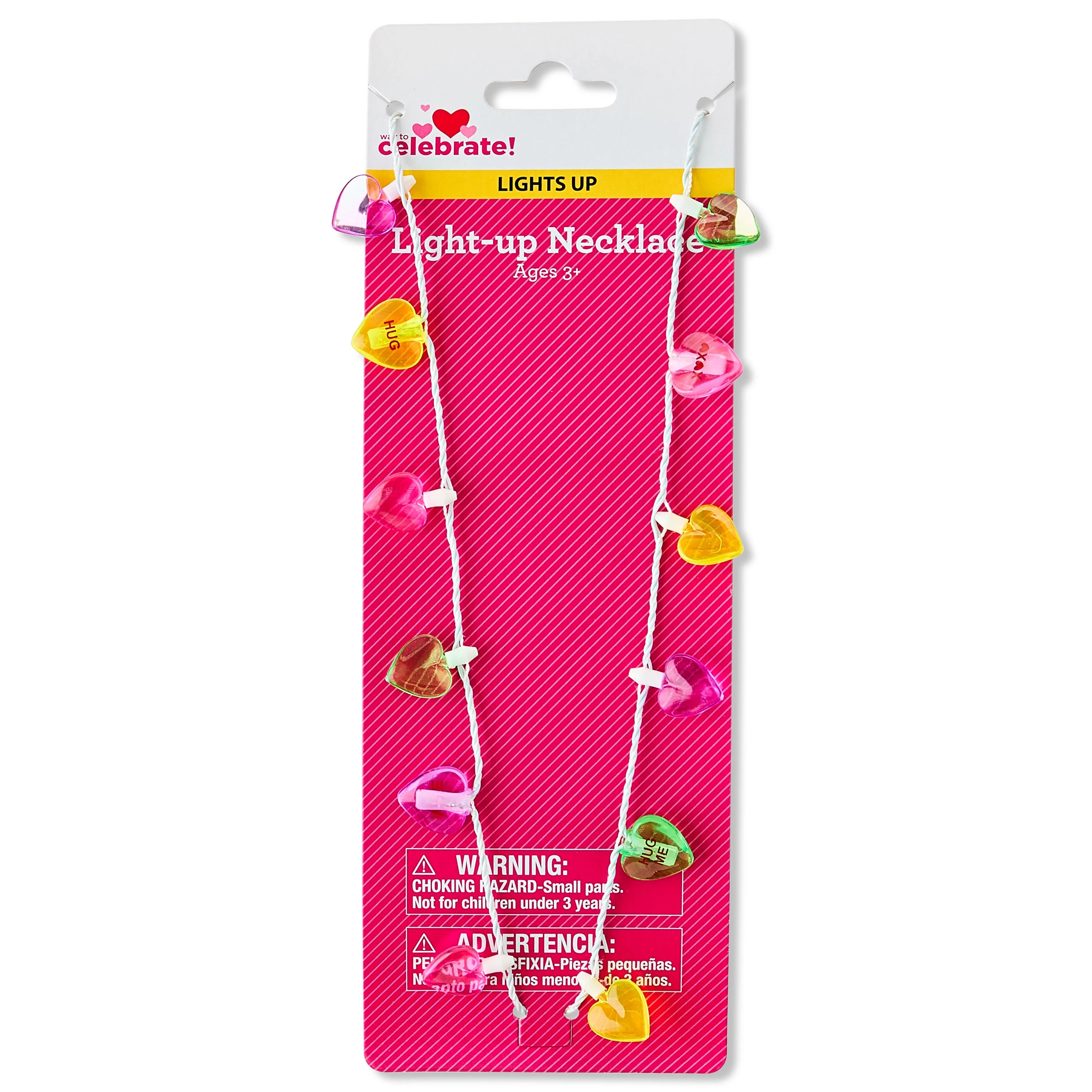Light-Up Candy Hearts Necklaces, Multicolor, Valentine's Day by Way To Celebrate | Walmart (US)