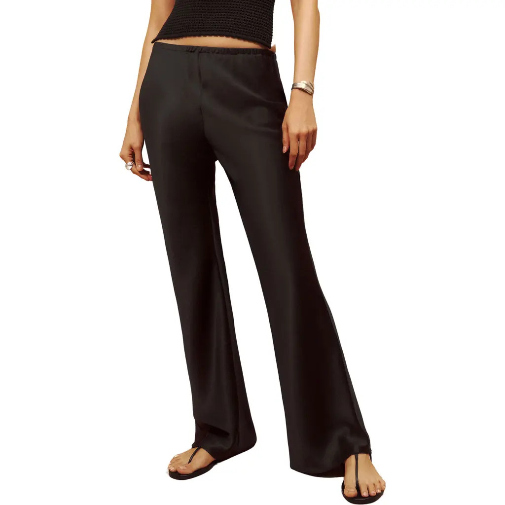 Reformation Gale High Waist Satin Pants in Black at Nordstrom, Size Medium | Nordstrom