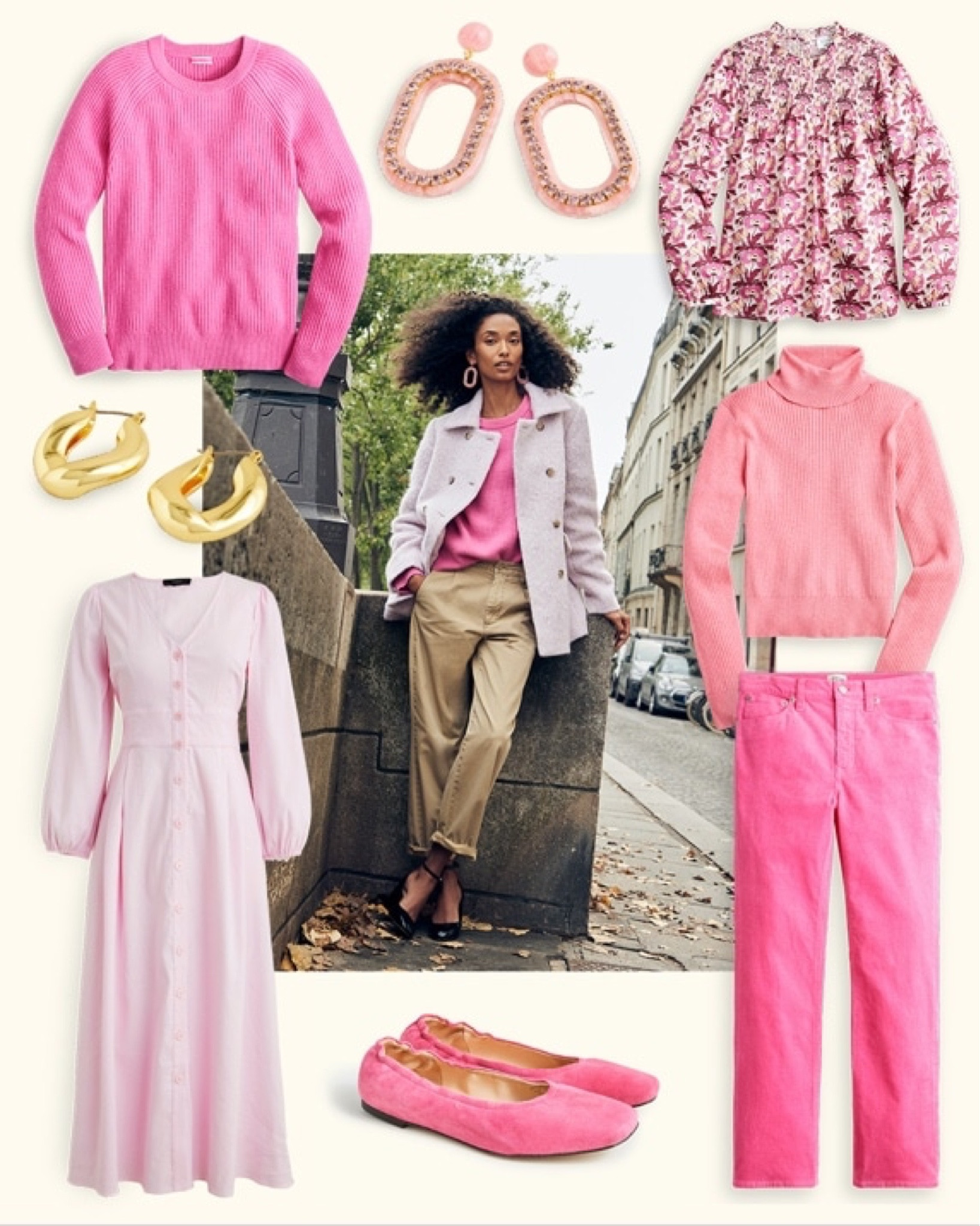 *Use code SHOPFALL to save 40% on many of these items* Haute pink fall outfit finds from J. Crew! Loving these tone on tone pink looks to add some bright color to fall wardrobes. Includes a hot pink cashmere sweater, pink corduroy pants, a pink patterned top, light pink dress, a cozy pink turtleneck and pink suede ballet flats! Image via JCrew.
.
#ltksalealert #ltkseasonal #ltkholiday #ltkunder50 #ltkunder100 #ltkworkwear #ltkshoecrush #ltkstyletip #ltkhome

#LTKworkwear #LTKsalealert #LTKunder50