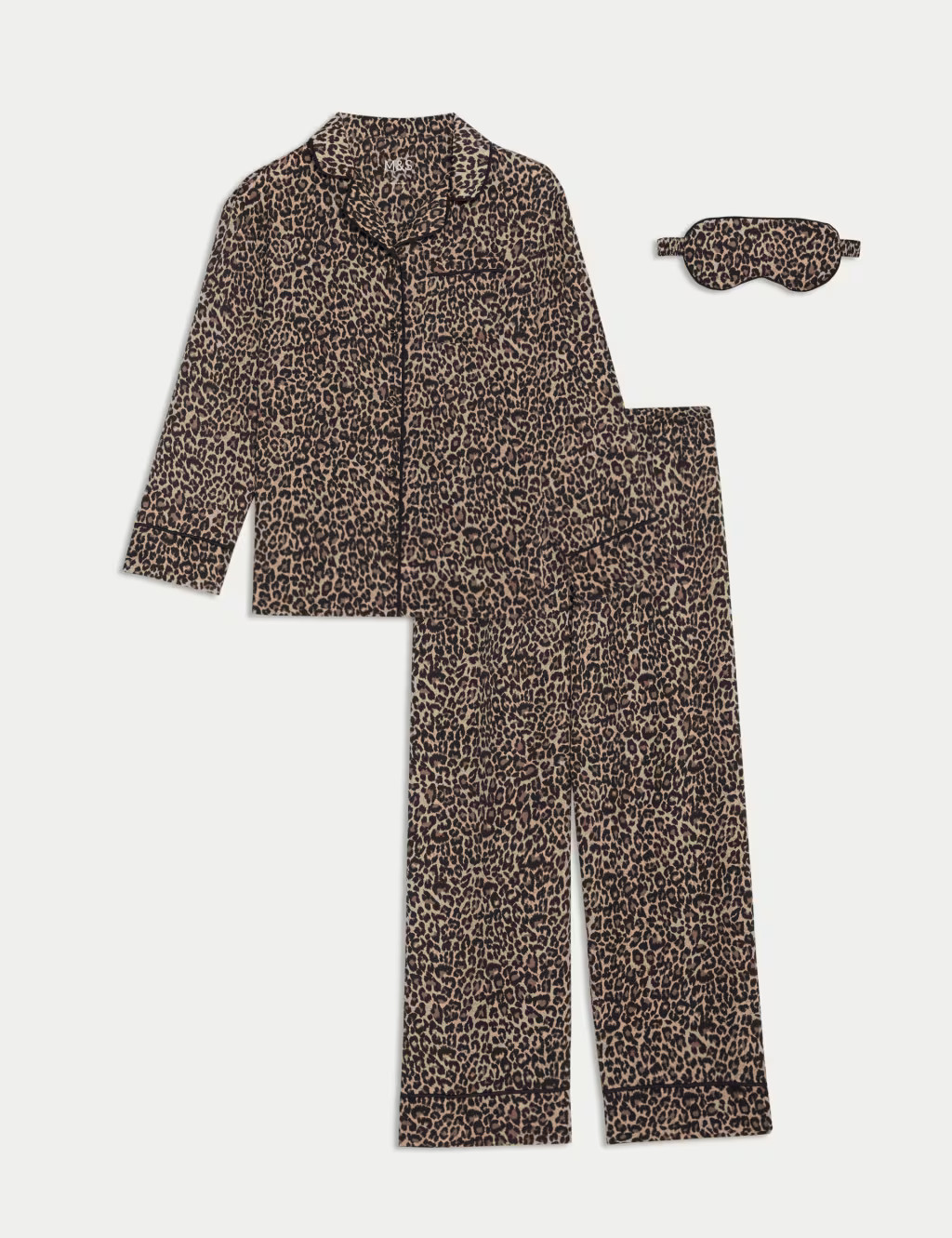 3pc Satin Leopard Pyjamas and Eye Mask (3-16 Yrs) | Marks & Spencer (UK)