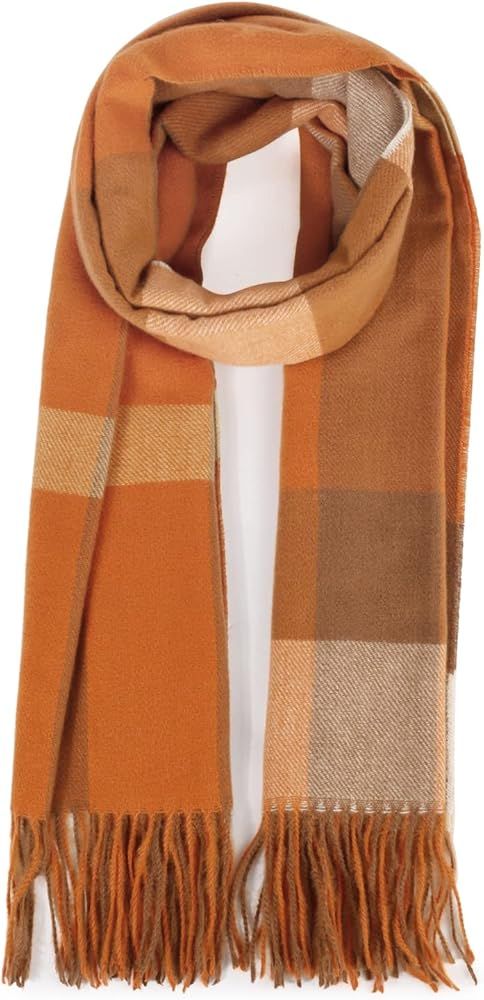 Women's Winter Scarf Large Warm Shawl Classic Tassel Plaid Oversized Scarves Thick Wraps | Amazon (US)
