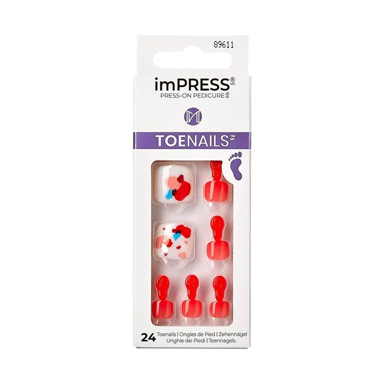 KISS imPRESS Square Press-On Toenails, Orange, 24 Pieces | Walmart (US)