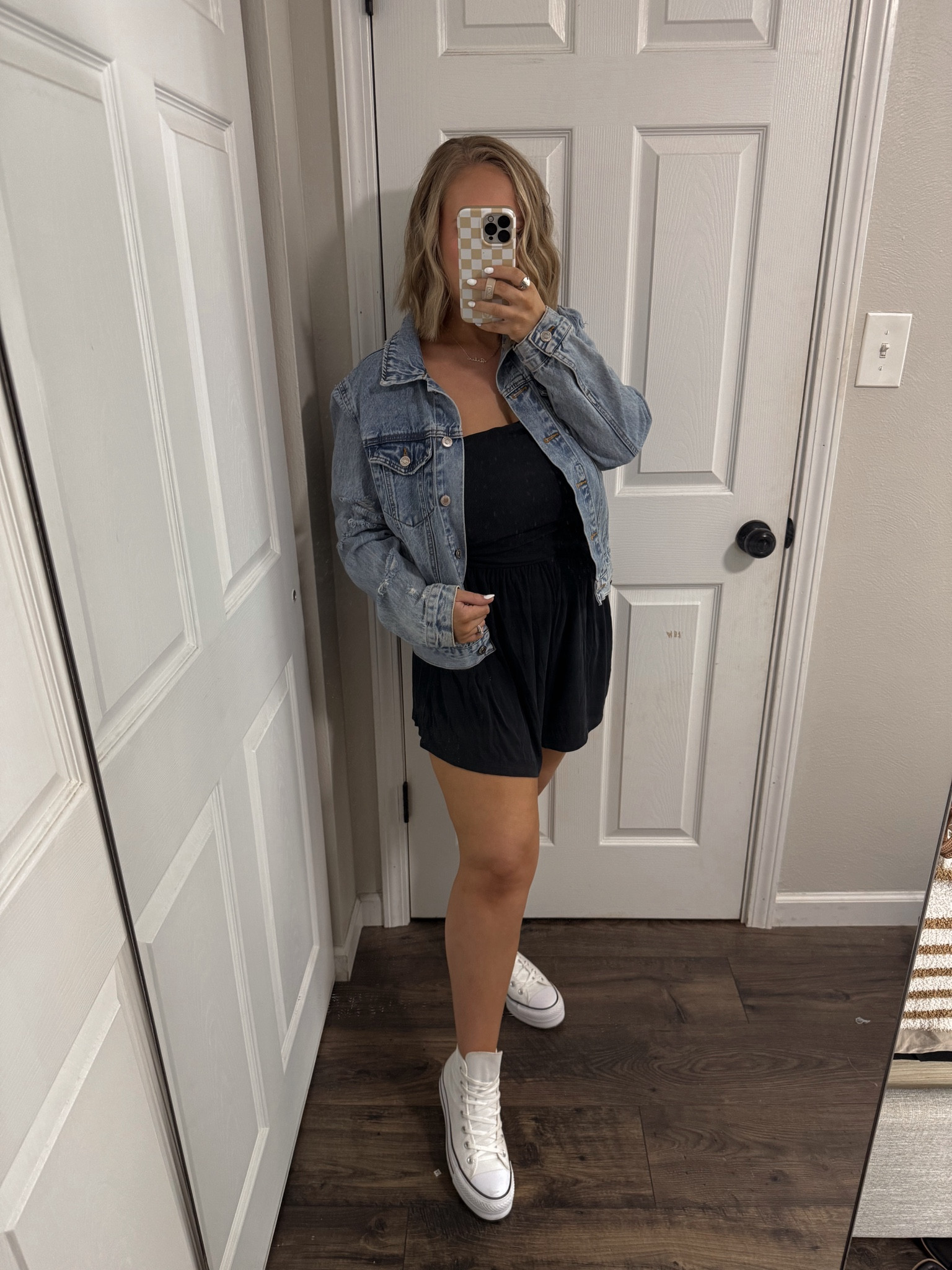 casual way to style the strapless romper 🖤 

#LTKFindsUnder50 #LTKMidsize #LTKStyleTip