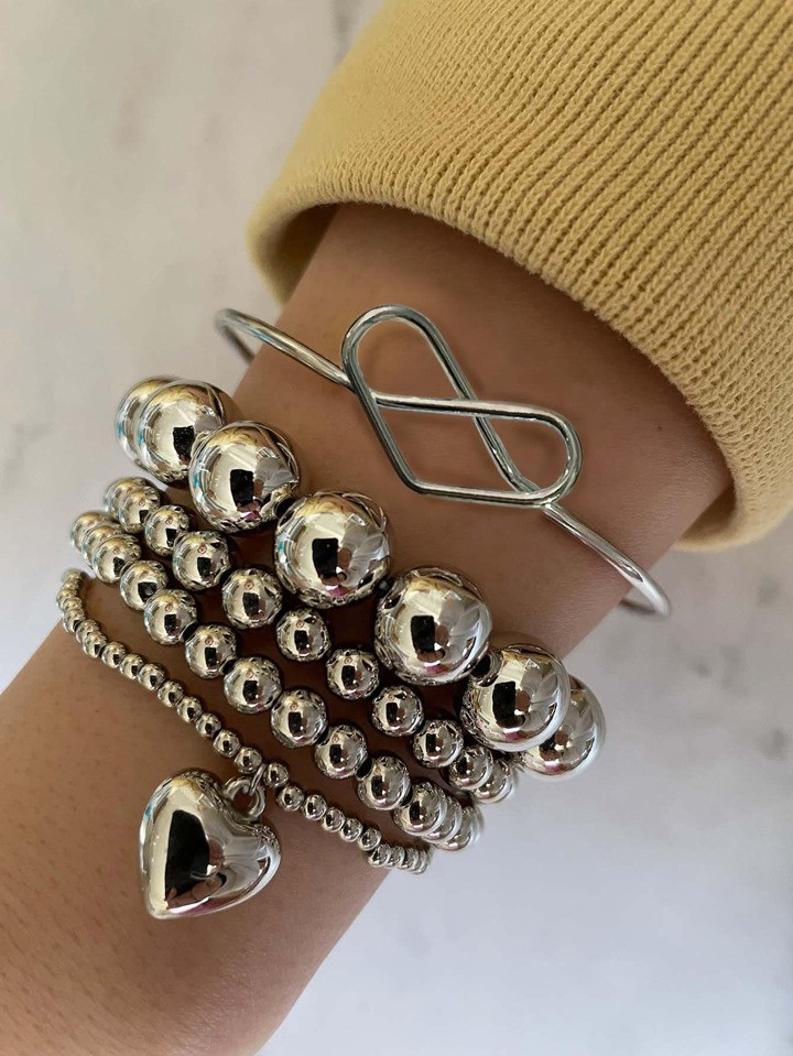 5 pezzi Braccialetti cuore & con perline | SHEIN