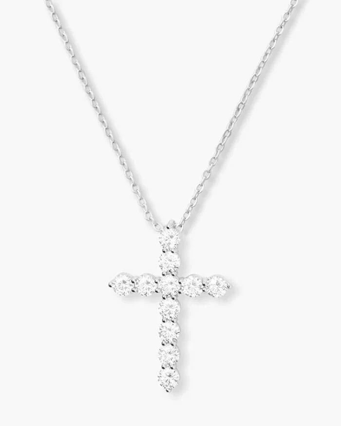 "Oh She Fancy" Small Cross Pendant - Silver|White Diamondettes | Melinda Maria Jewelry