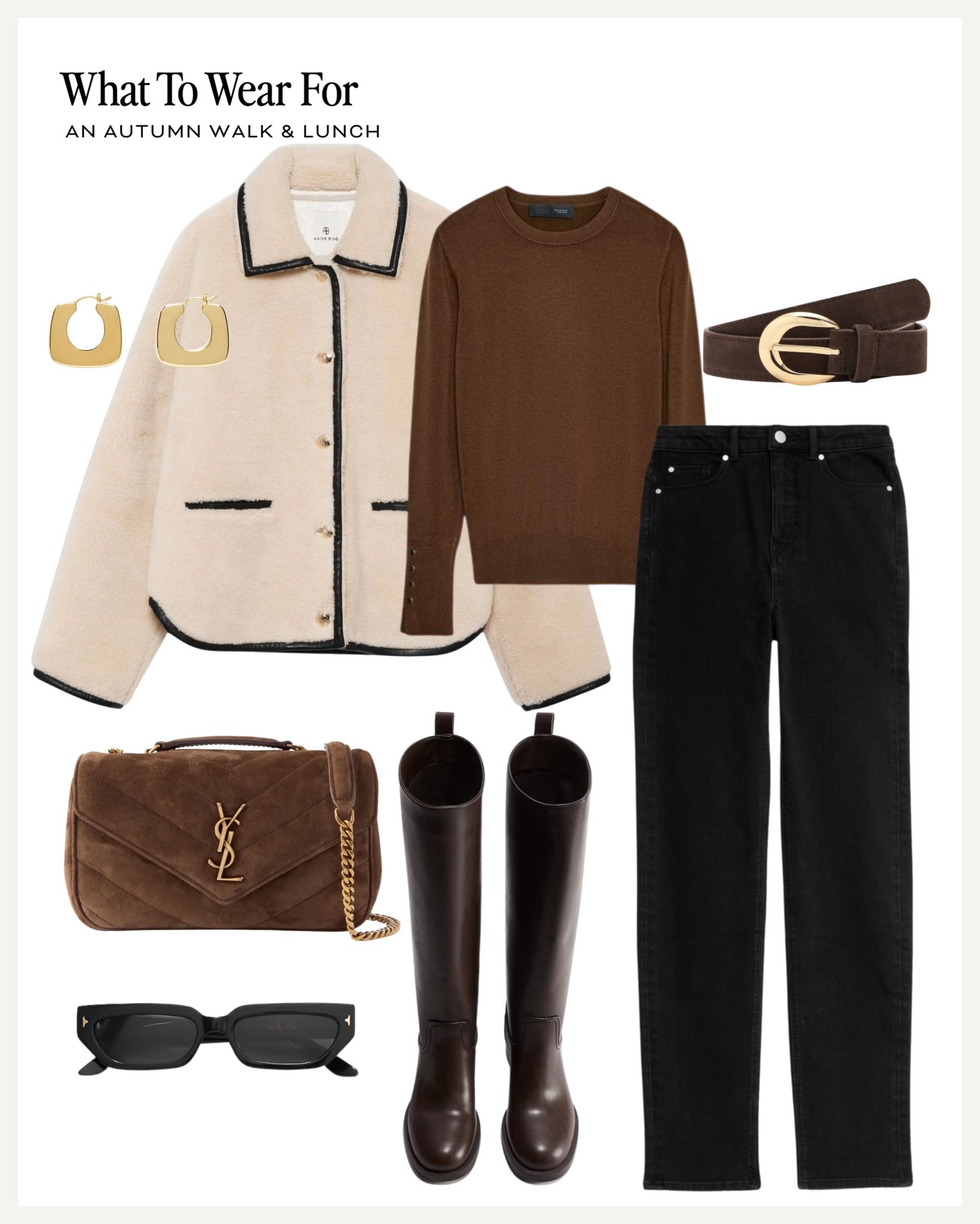 Knee high boots outfit inspo 👢 

Autumn fashion / neutral style / Teddy jacket / black jeans / suede Saint Laurent bag 

#LTKuk #LTKautumn