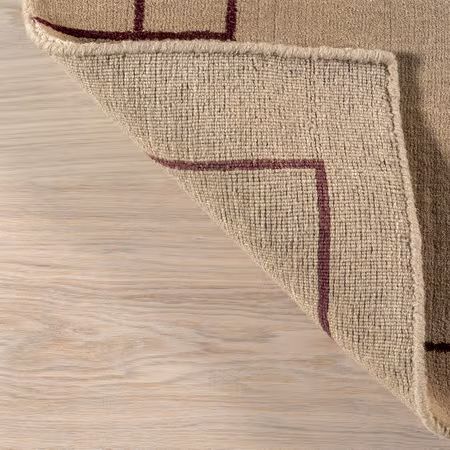 Tan Nile Bordered Wool-Blend Area Rug | Rugs USA