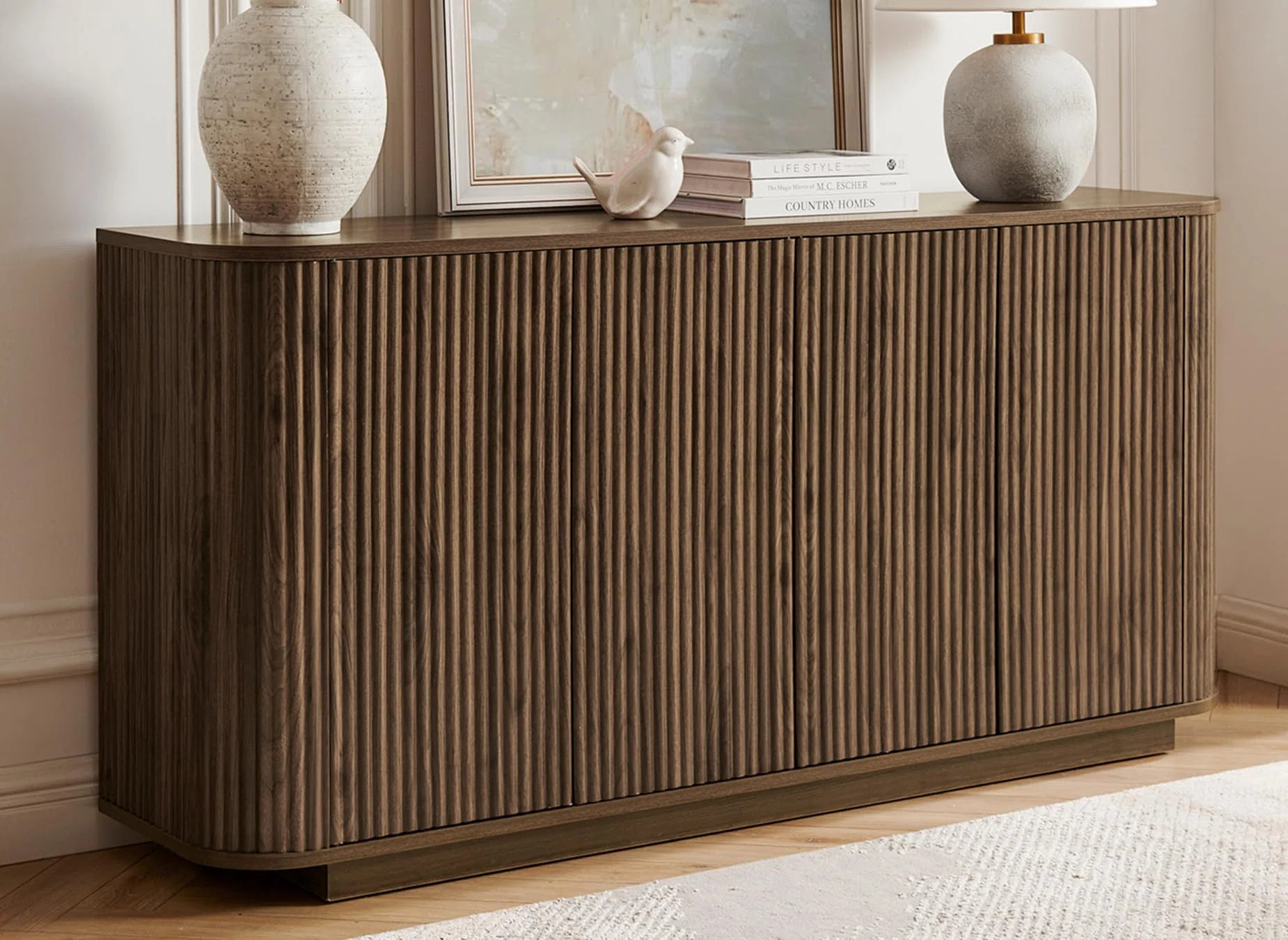 Ebern Designs 64" Modern Fluted Sideboard Buffet Cabinet - Storage Credenza & Reviews | Wayfair | Wayfair North America