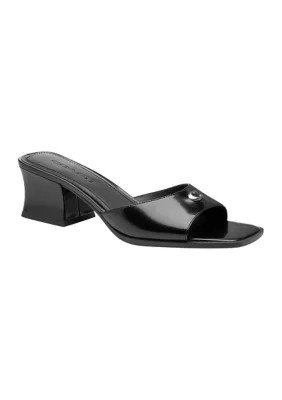 COACH Women's Sculpted C Block Heel Sandals, Black, 7.5M | Belk