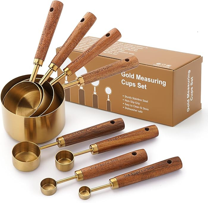 Measuring Cups and Spoons Set with Wood Handles, Premium Stainless Steel Measuring Spoons and Mea... | Amazon (CA)