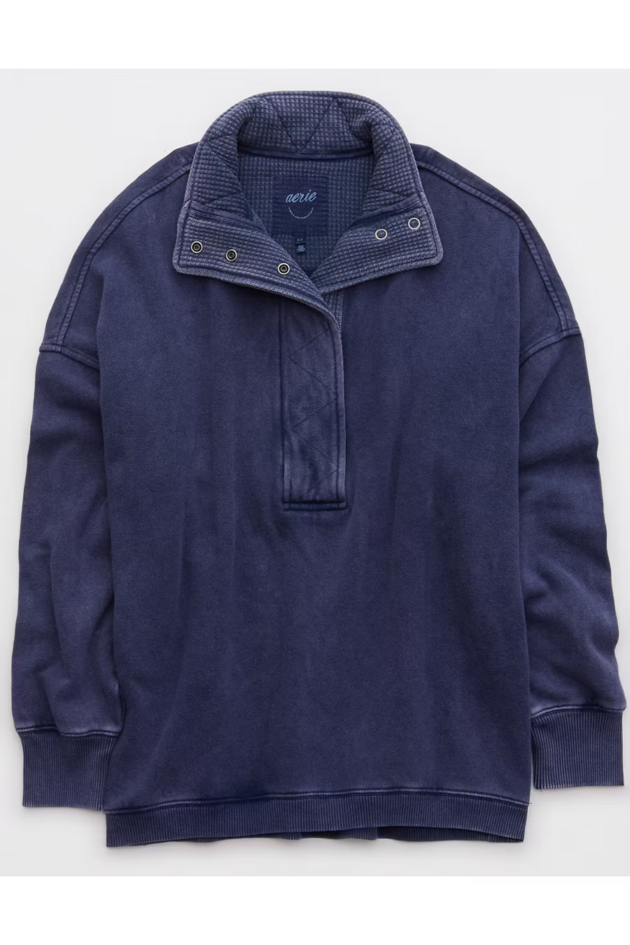 Aerie Getaway Quarter Snap Sweatshirt Women's Rocky Blue XXS | American Eagle Outfitters (US & CA)